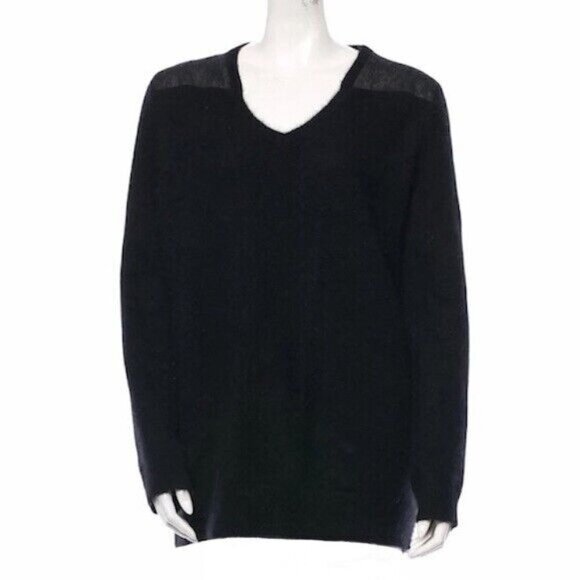 J Brand Angora Blend Black Sweater Womens Oversized Size S V-Neck - Picture 1 of 5